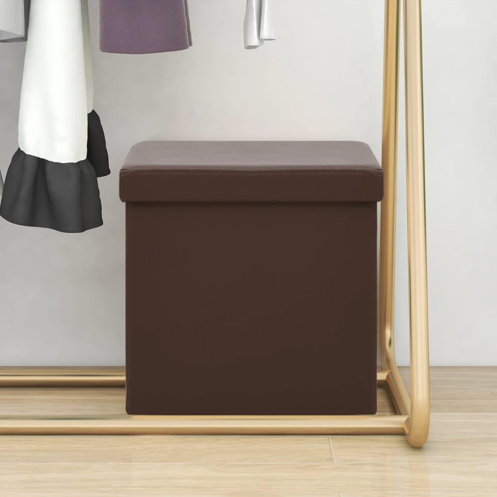 foldbar opbevaringspuf PVC brun