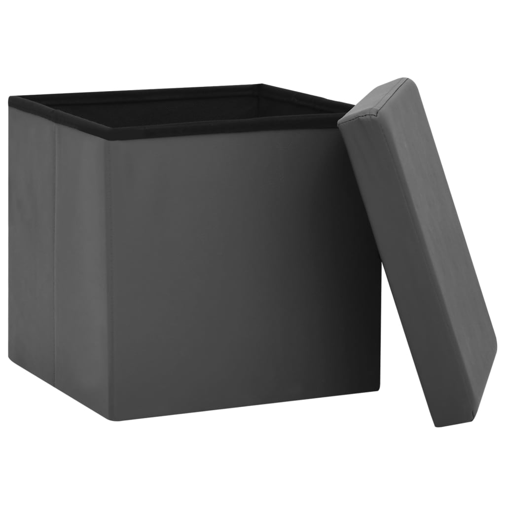 foldbar opbevaringspuf PVC grå