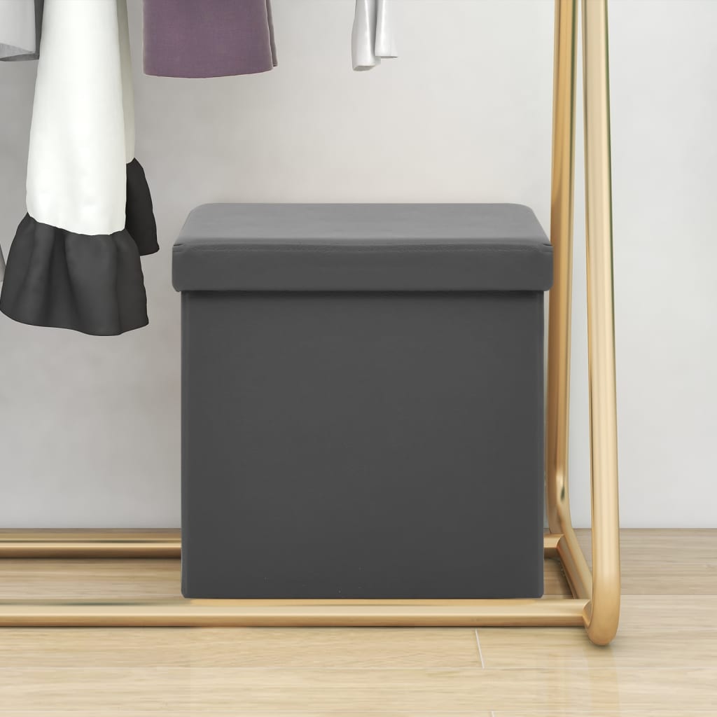foldbar opbevaringspuf PVC grå