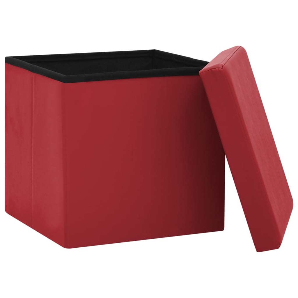 foldbar opbevaringspuf PVC vinrød