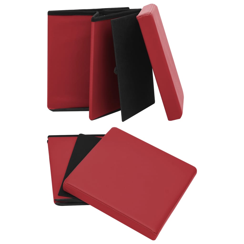 foldbar opbevaringspuf PVC vinrød