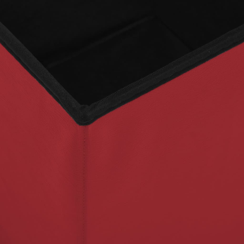 foldbar opbevaringspuf PVC vinrød