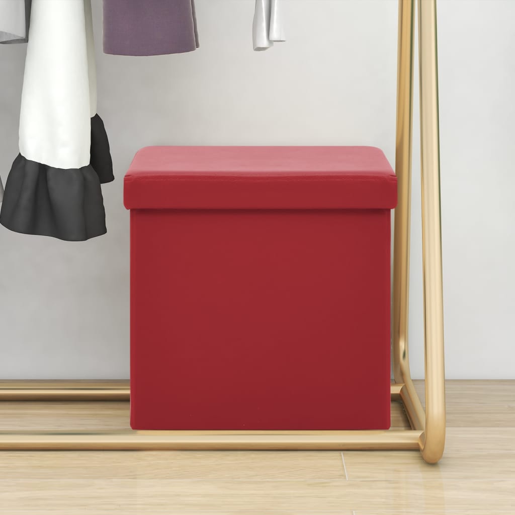foldbar opbevaringspuf PVC vinrød