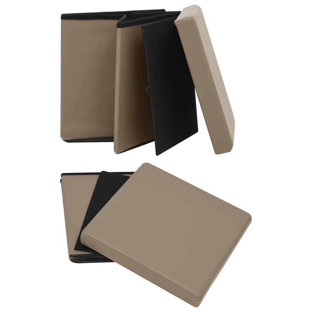 foldbar opbevaringspuf PVC cappuccinofarvet