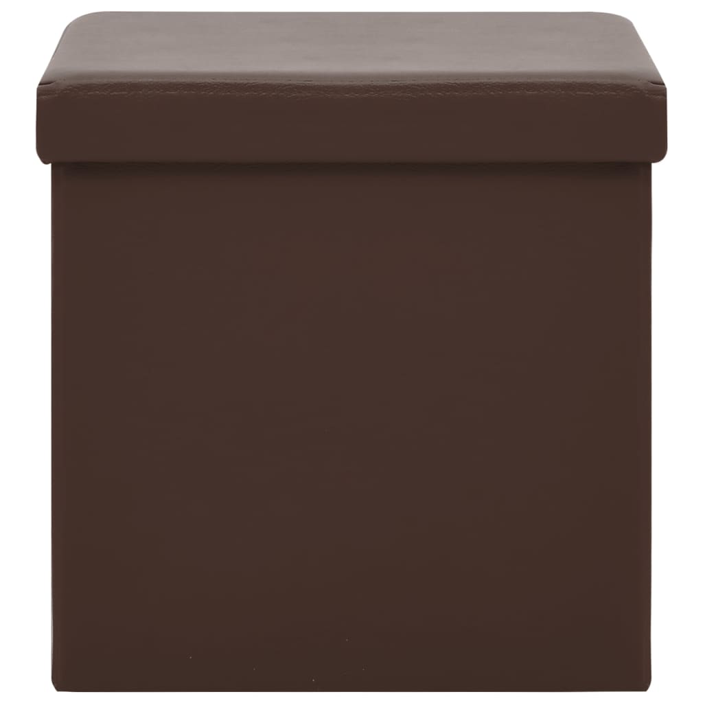 foldbare opbevaringspuffer 2 stk. PVC brun