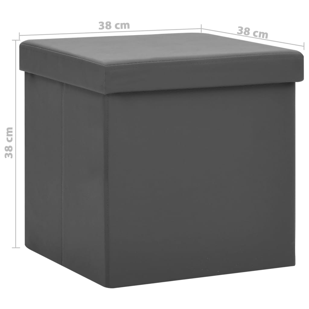 foldbare opbevaringspuffer 2 stk. PVC grå