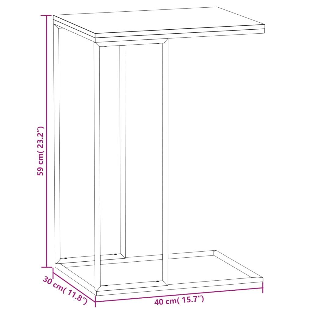 sidebord 40x30x59 cm konstrueret træ hvid