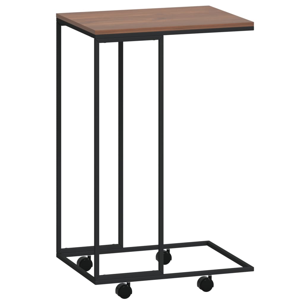 sidebord med hjul 40x30x63,5 cm konstrueret træ sort