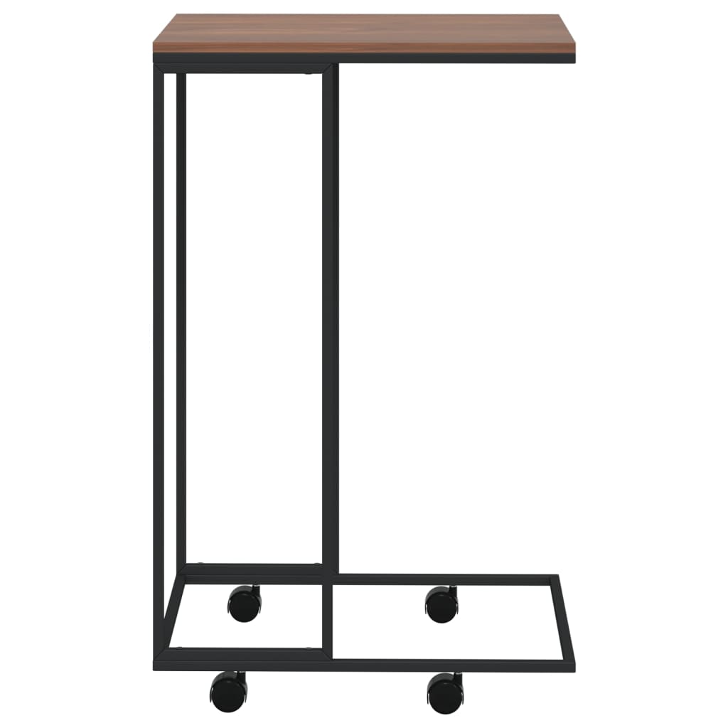 sidebord med hjul 40x30x63,5 cm konstrueret træ sort