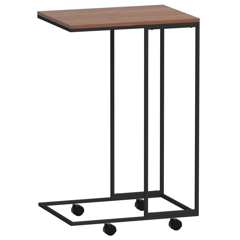 sidebord med hjul 40x30x63,5 cm konstrueret træ sort