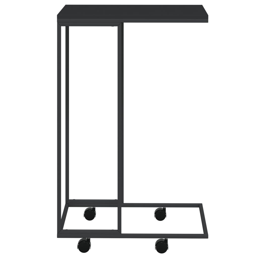 sidebord med hjul 40x30x63,5 cm konstrueret træ sort