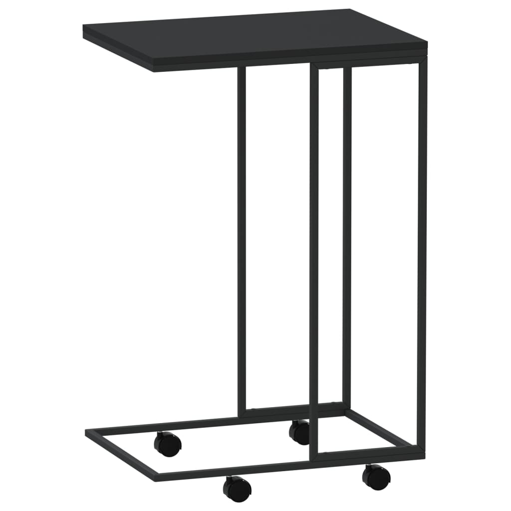 sidebord med hjul 40x30x63,5 cm konstrueret træ sort