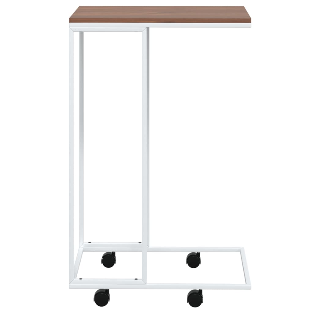 sidebord med hjul 40x30x63,5 cm konstrueret træ hvid