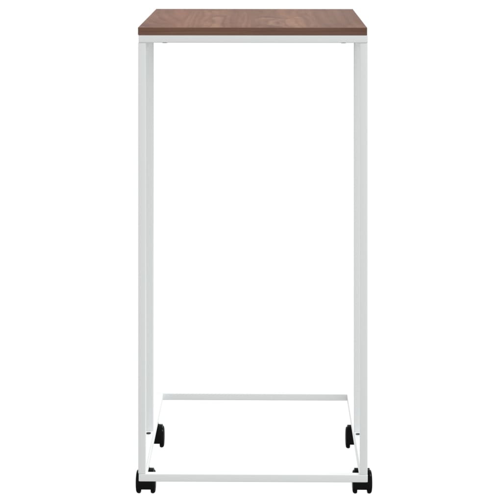 sidebord med hjul 40x30x63,5 cm konstrueret træ hvid
