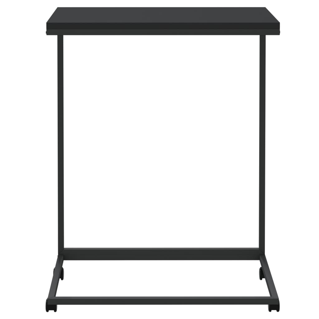 sidebord med hjul 55x35x70 cm konstrueret træ sort