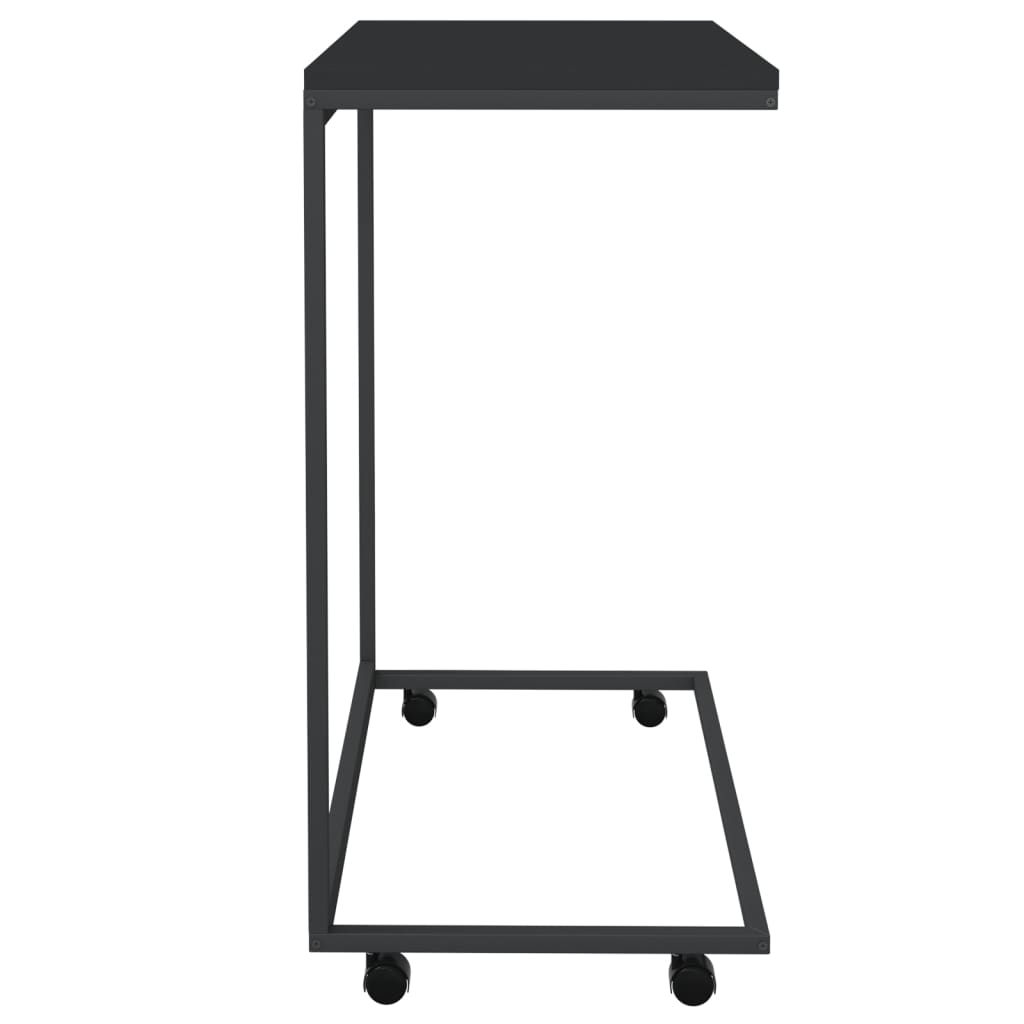 sidebord med hjul 55x35x70 cm konstrueret træ sort