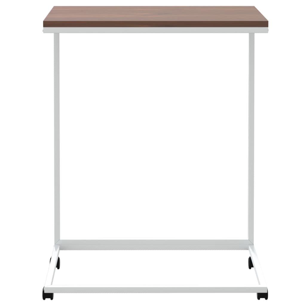 sidebord med hjul 55x35x70 cm konstrueret træ hvid