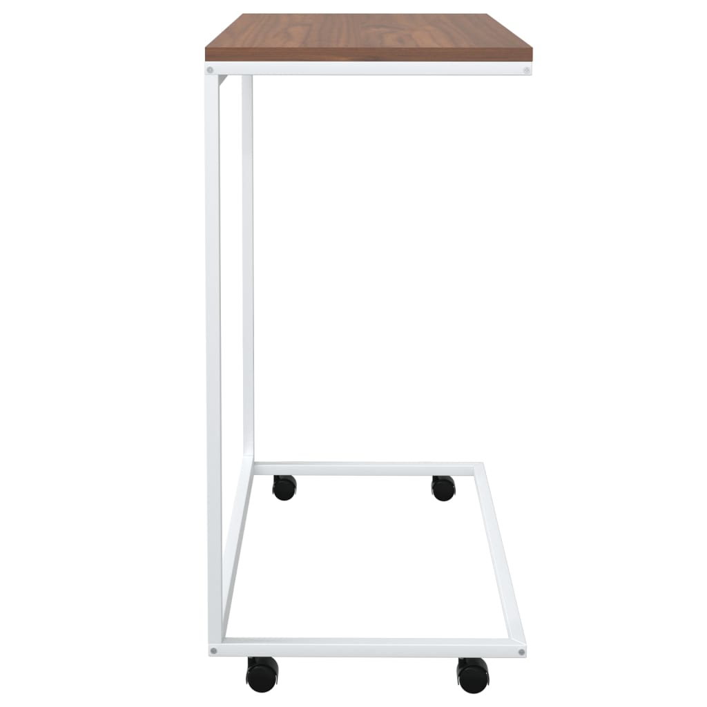 sidebord med hjul 55x35x70 cm konstrueret træ hvid