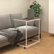 sidebord med hjul 55x35x70 cm konstrueret træ hvid