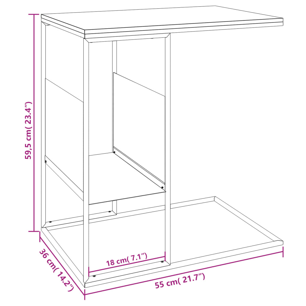 sidebord 55x36x59,5 cm konstrueret træ hvid
