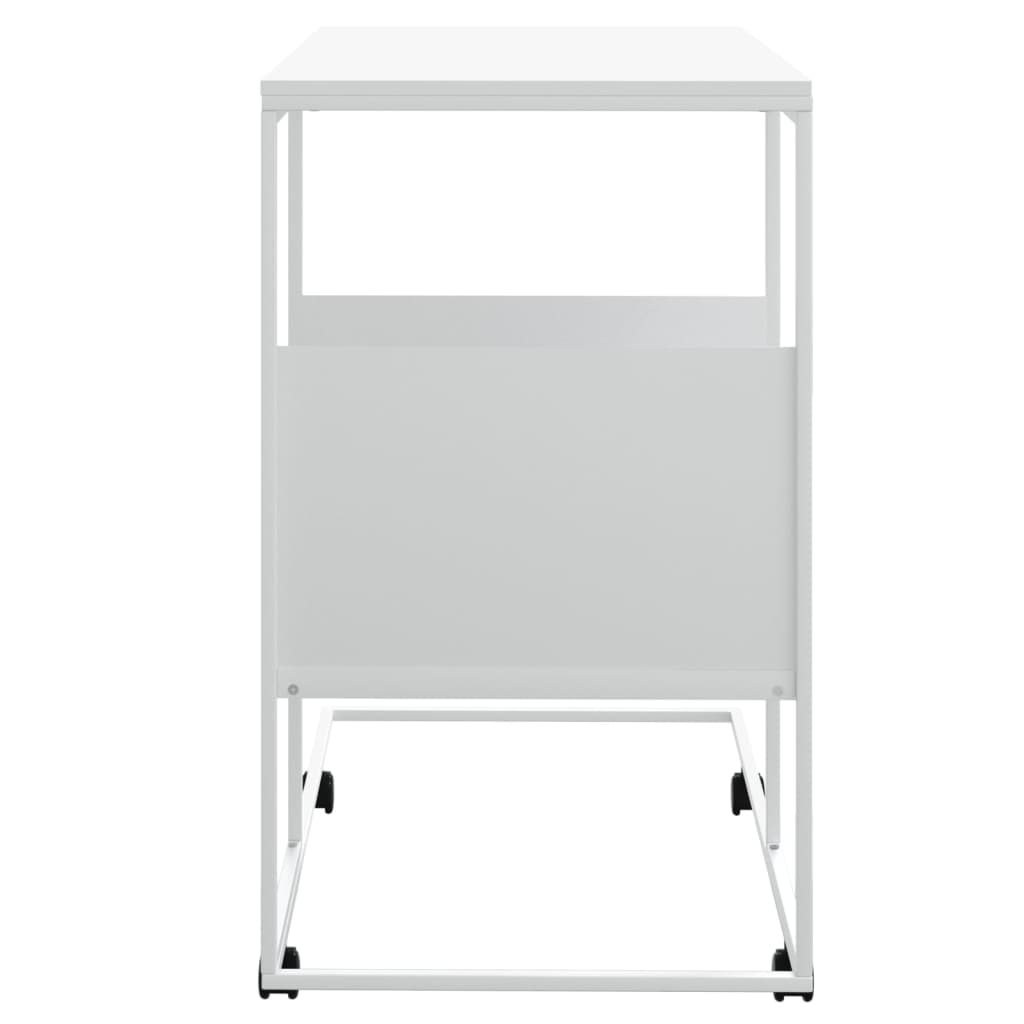 sidebord med hjul 55x36x63,5 cm konstrueret træ hvid