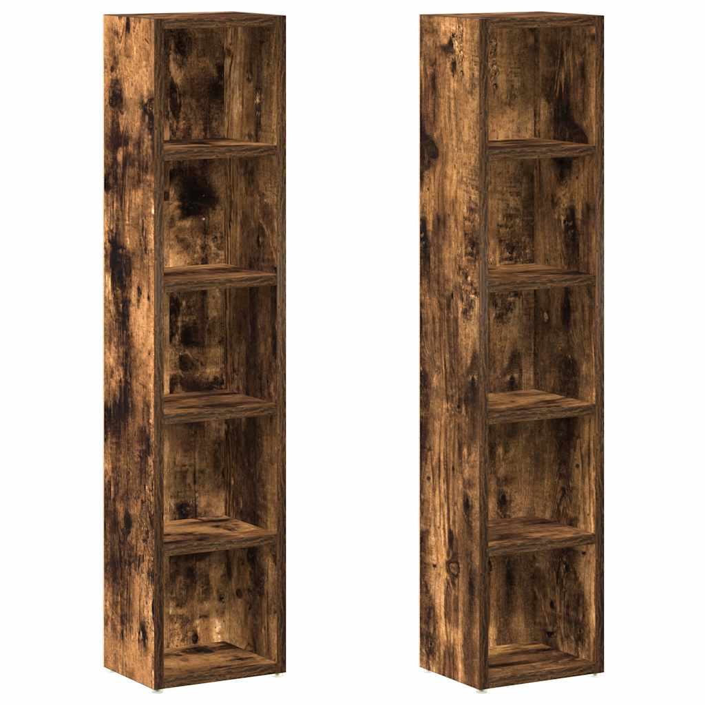 cd-reoler 2 stk. 21x16x93,5 cm konstrueret træ røget egetræ