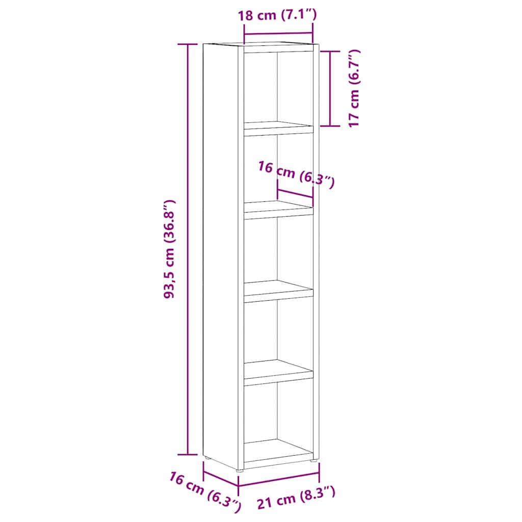 cd-reoler 2 stk. 21x16x93,5 cm konstrueret træ røget egetræ