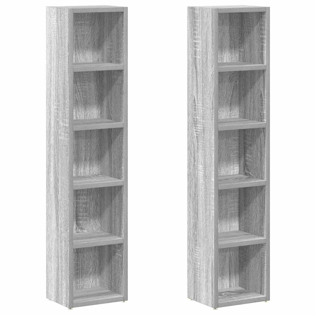cd-reoler 2 stk. 21x16x93,5 cm konstrueret træ grå sonoma-eg