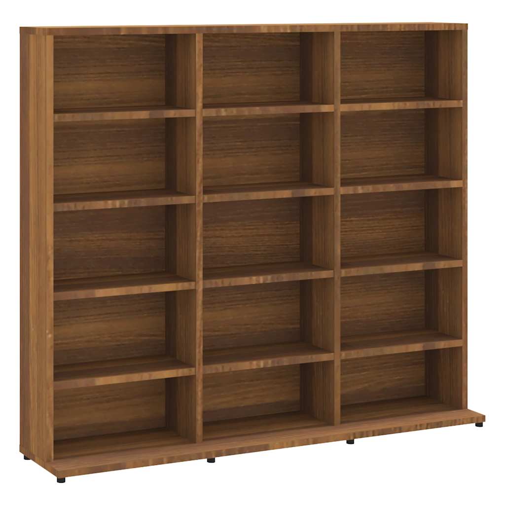 cd-reol 100x23x89,5 cm konstrueret træ brun egetræsfarve