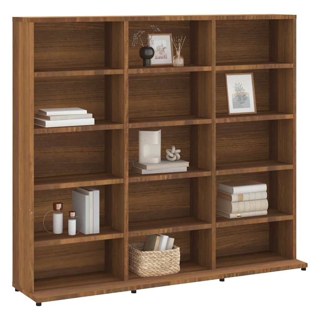 cd-reol 100x23x89,5 cm konstrueret træ brun egetræsfarve