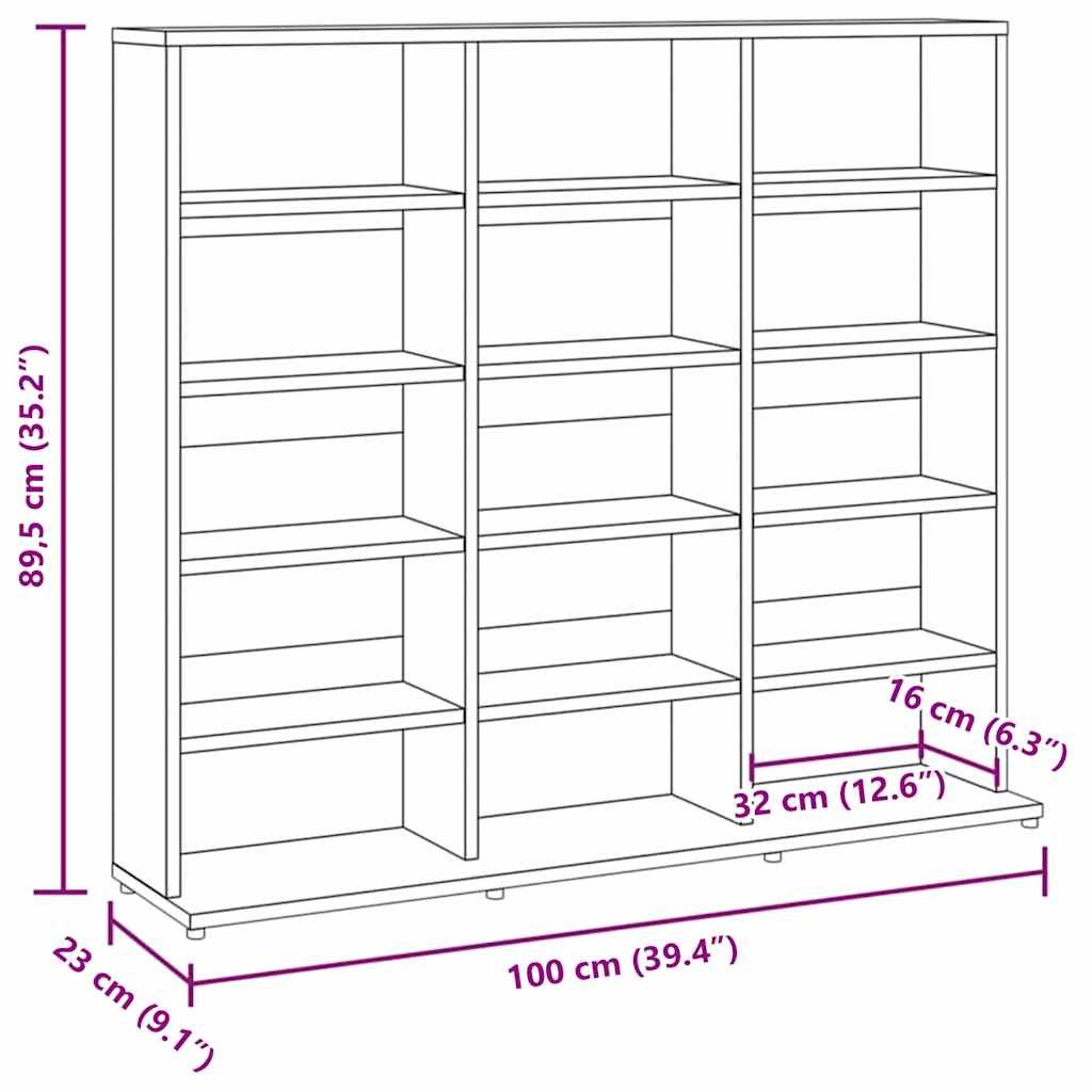 cd-reol 100x23x89,5 cm konstrueret træ brun egetræsfarve