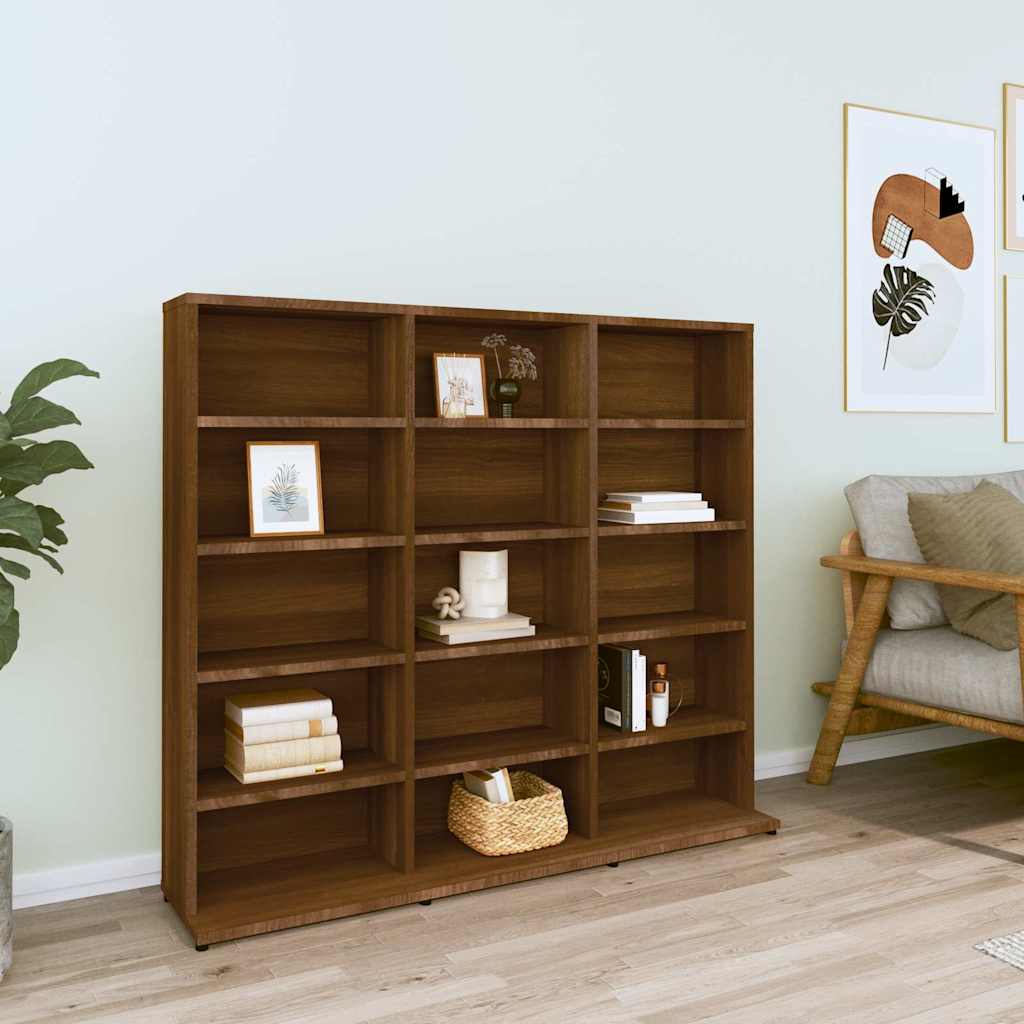 cd-reol 100x23x89,5 cm konstrueret træ brun egetræsfarve