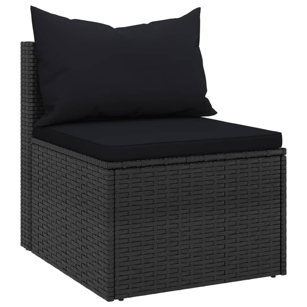 midtermoduler til havesofa 2 stk. med hynder polyrattan sort