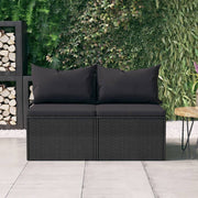 midtermoduler til havesofa 2 stk. med hynder polyrattan sort