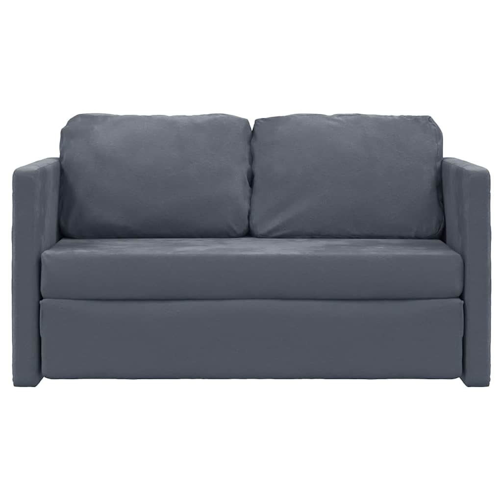 2-i-1 sovesofa 122x204x55 cm velour mørkegrå