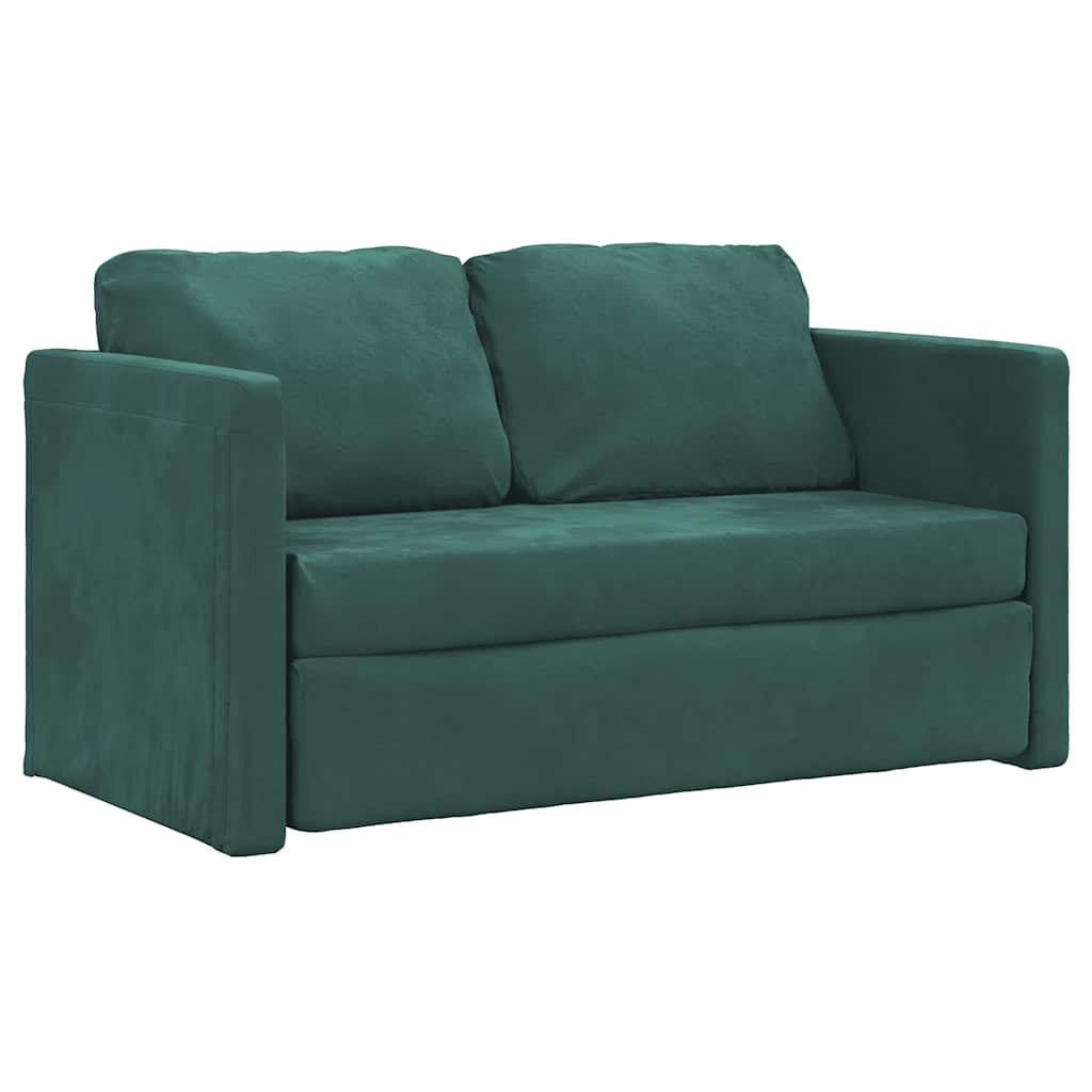 2-i-1 sovesofa 122x204x55 cm velour mørkegrøn