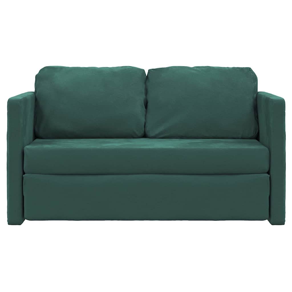 2-i-1 sovesofa 122x204x55 cm velour mørkegrøn