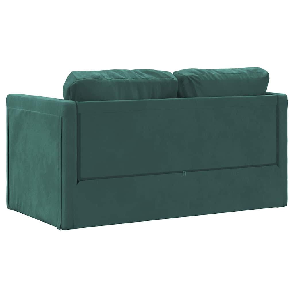 2-i-1 sovesofa 122x204x55 cm velour mørkegrøn
