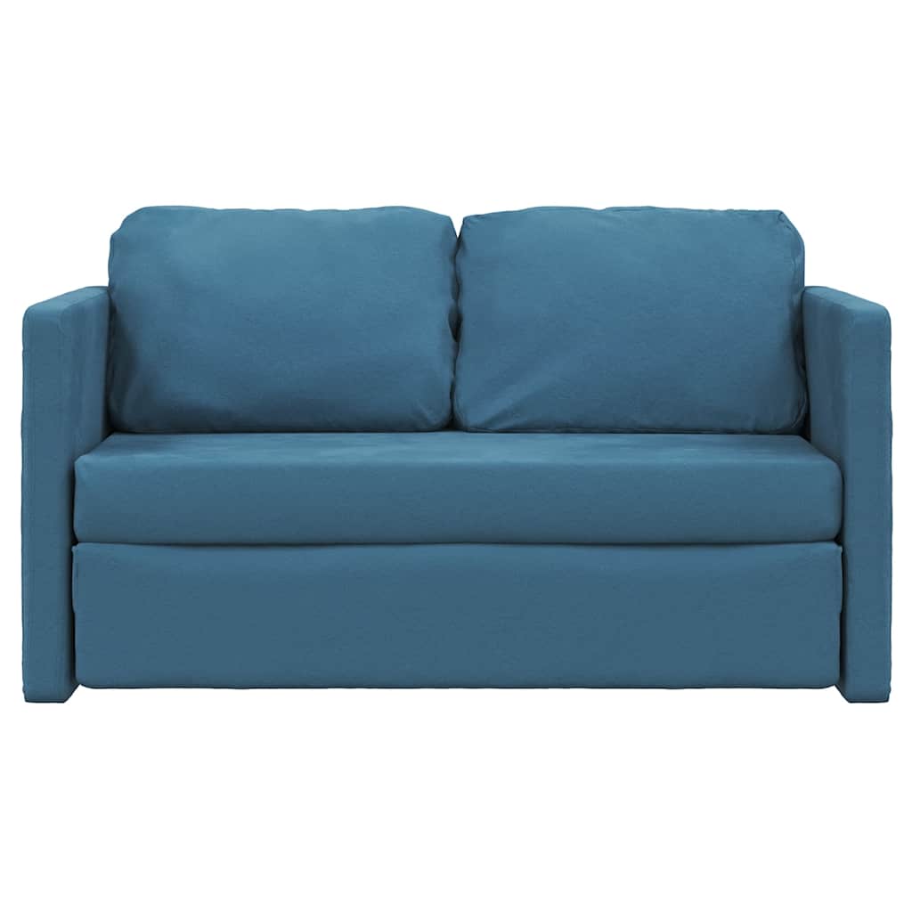 2-i-1 sovesofa 122x204x55 cm velour blå