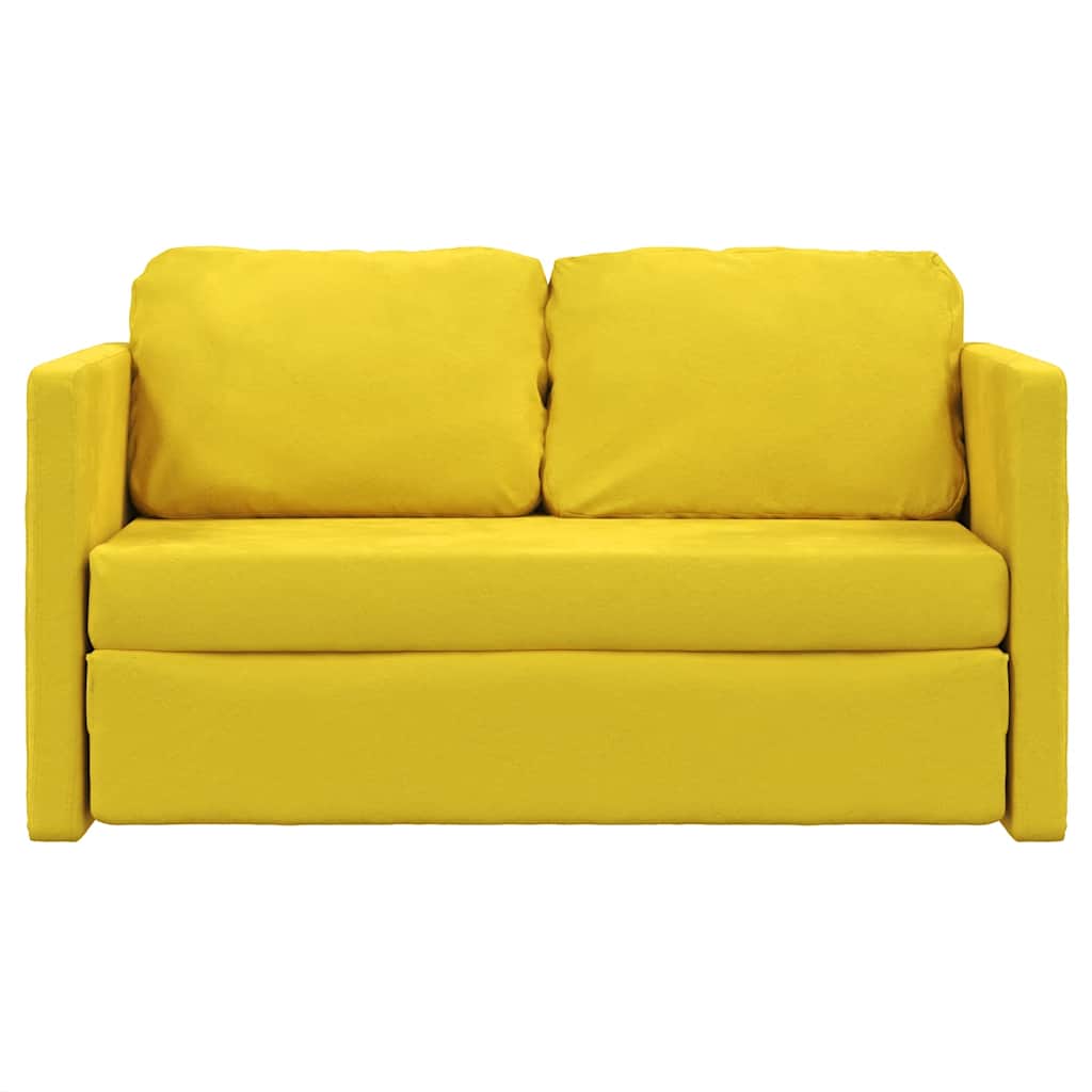 2-i-1 sovesofa 122x204x55 cm velour mørkegul