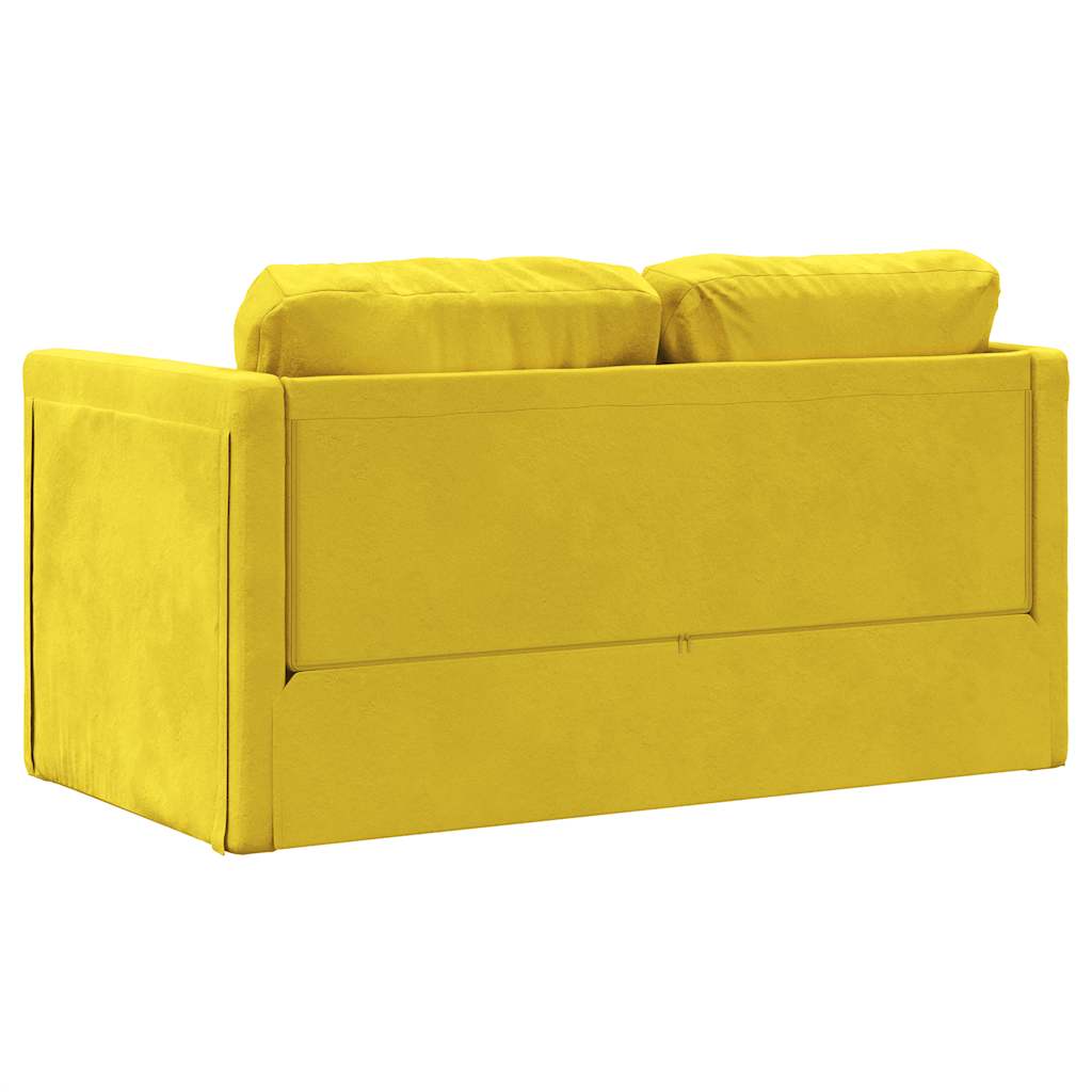 2-i-1 sovesofa 122x204x55 cm velour mørkegul