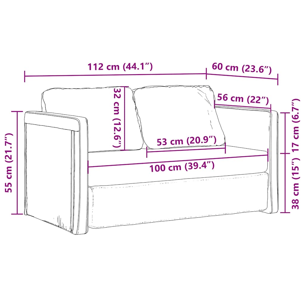 2-i-1 sovesofa 112x174x55 cm stof mørkegrå