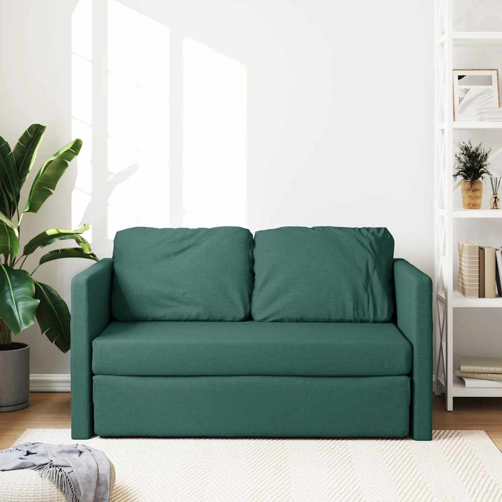 2-i-1 sovesofa 112x174x55 cm stof mørkegrøn