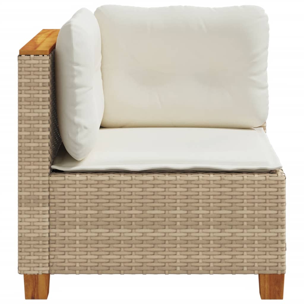 hjørnemodul til havesofa med hynder polyrattan beige