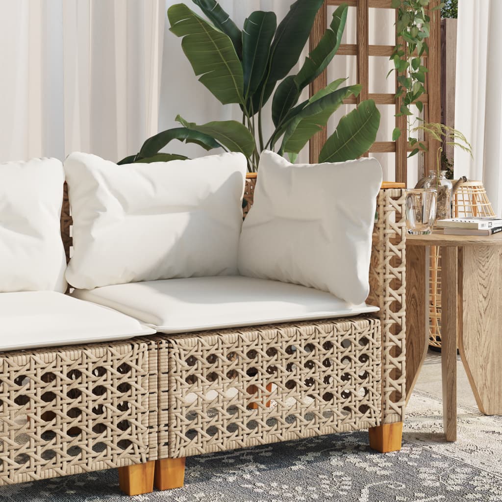 hjørnemodul til havesofa med hynder polyrattan beige