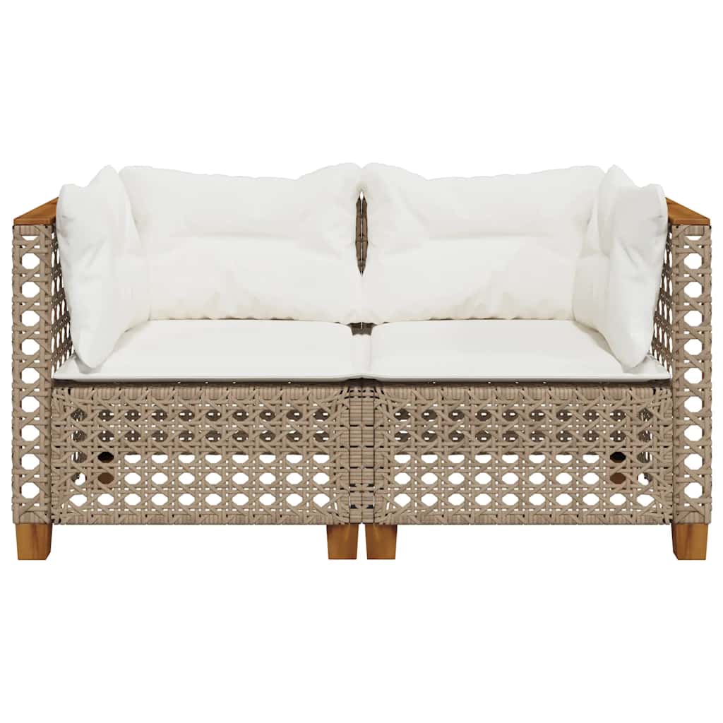 hjørnemoduler til havesofa 2 stk. med hynder polyrattan beige