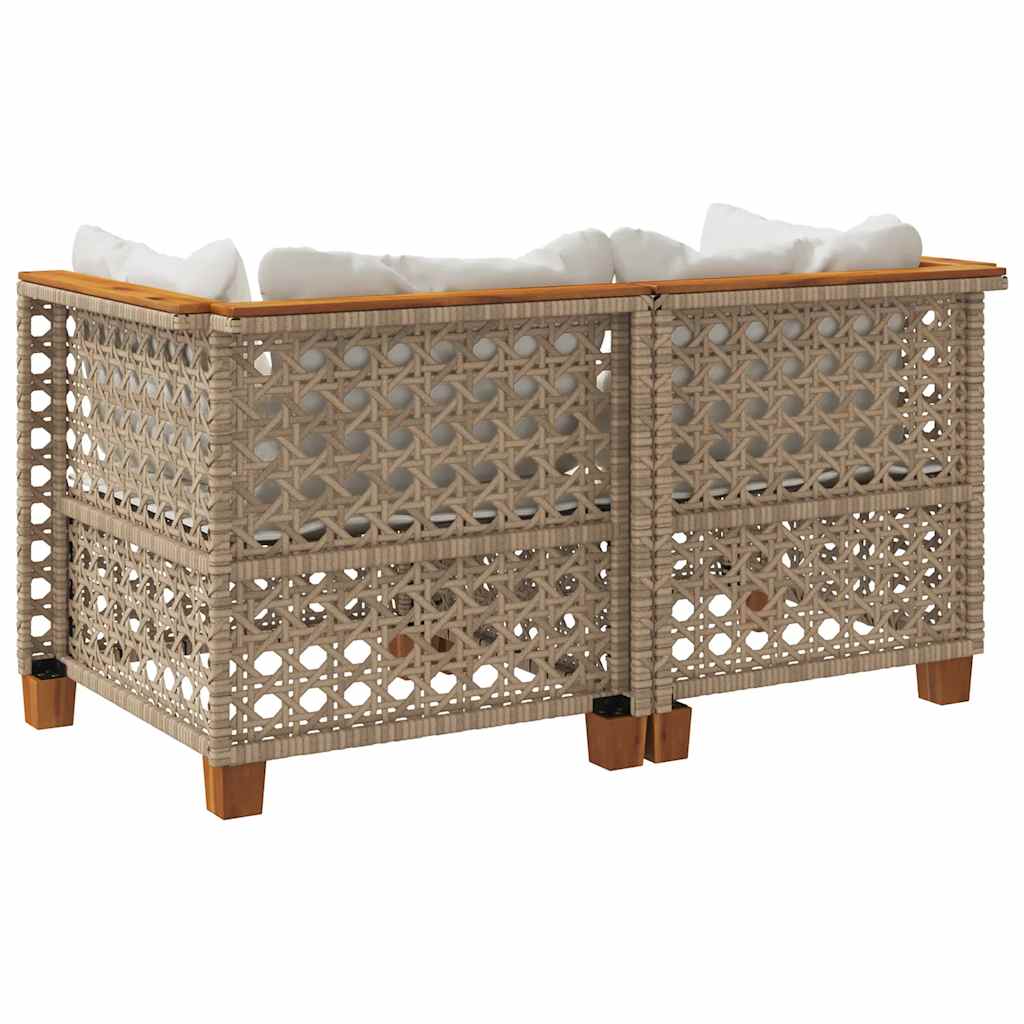 hjørnemoduler til havesofa 2 stk. med hynder polyrattan beige