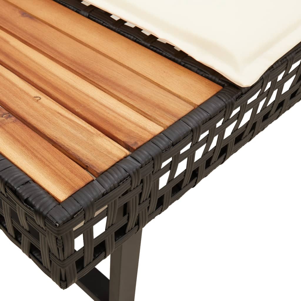 L-formet havesofa med hynder polyrattan og akacietræ sort