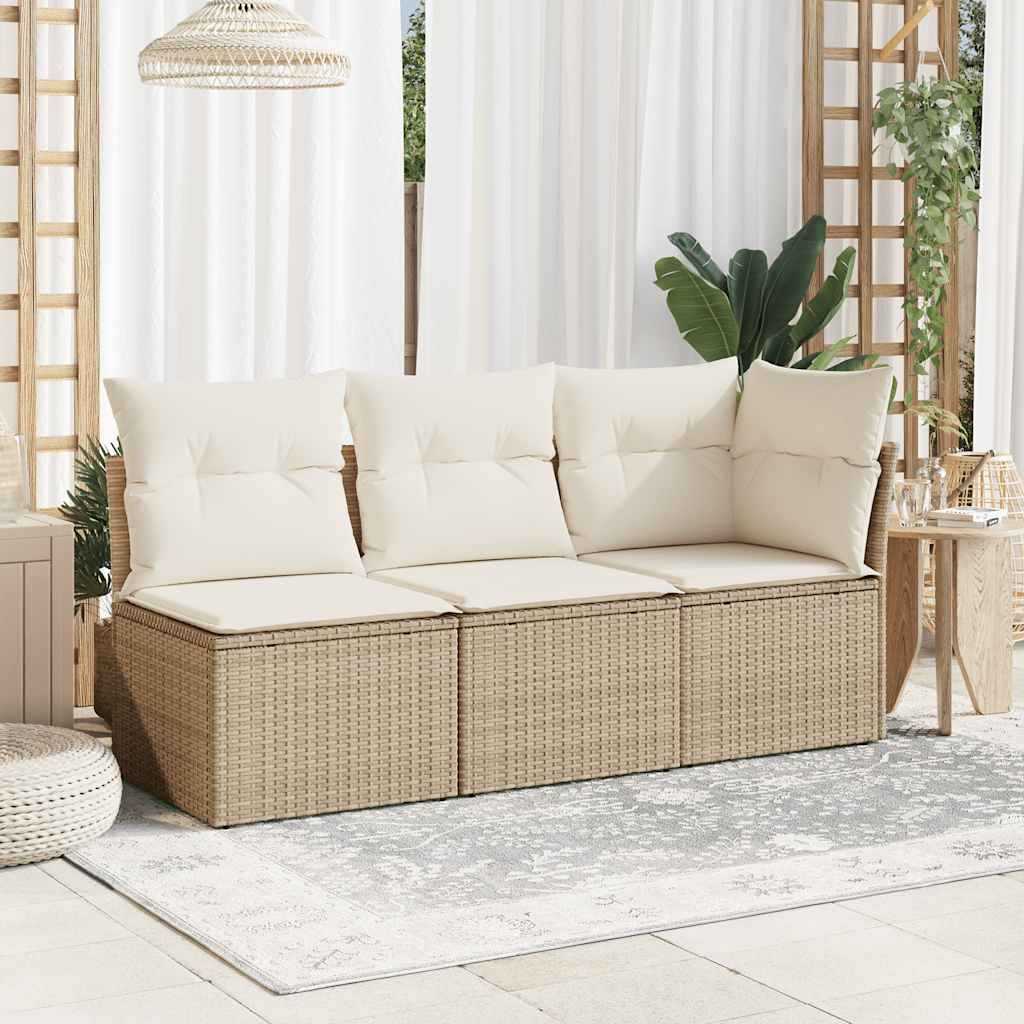 hjørnemodul til havesofa med hynder polyrattan beige