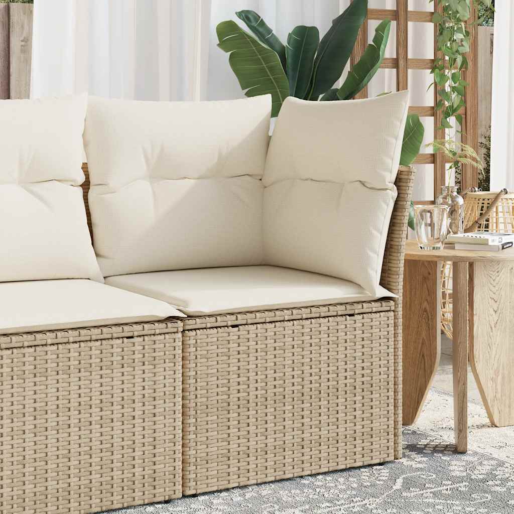 hjørnemodul til havesofa med hynder polyrattan beige